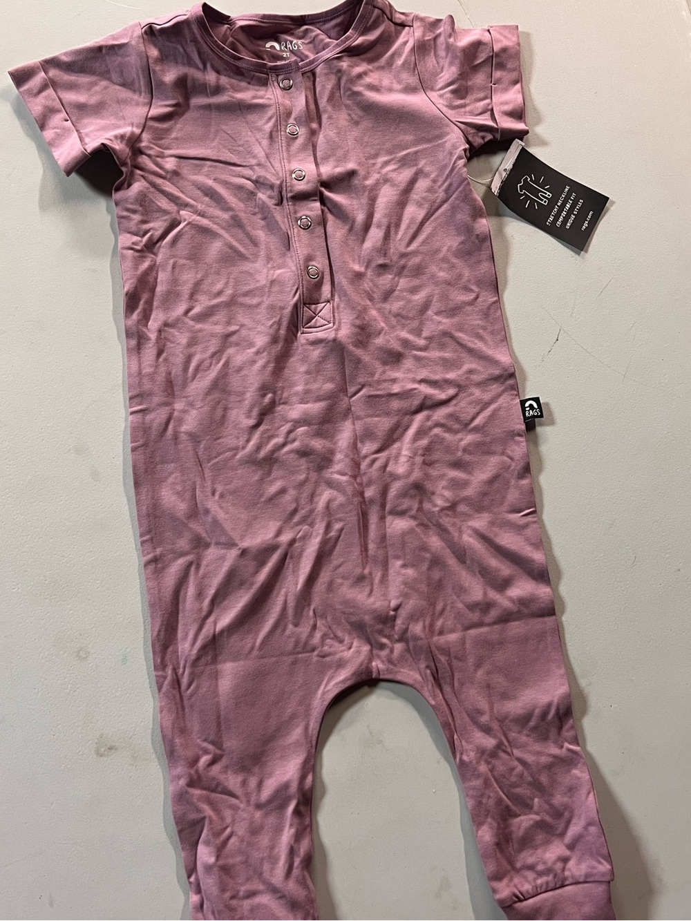 Rags to Raches Mauve Pink Short-Sleeve Footie Romper